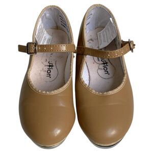 Girls Revolution Dancewear Dance Tap Shoes Mary Jane Buckle 826 Tan Size 13 M